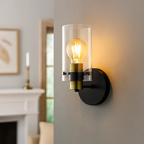 ابليك حائط جداري مودرن اسود مع رمادي مفرد E27*1L