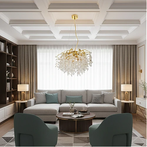 نجف قروش مودرن ذهبي + شفاف E14*10 مقاس 600 ملم