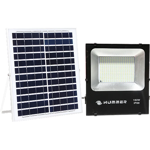 كشاف خارجي إنارة لون الاضاءة اصفر مع ريموت كنترول يعمل بالطاقة الشمسية مزود بحساس ضوء 150 واط