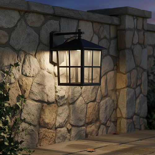 فانوس جداري خارجي اسود مقاس كبير لمبة قاعدة E27