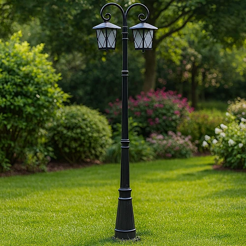 فانوس مجوز قاعدة لمبات و 2 متر و 20 سم غطاء لون اسود