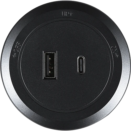 راس فيش مجرى دائري اسود USB مع TYPE-C توفل