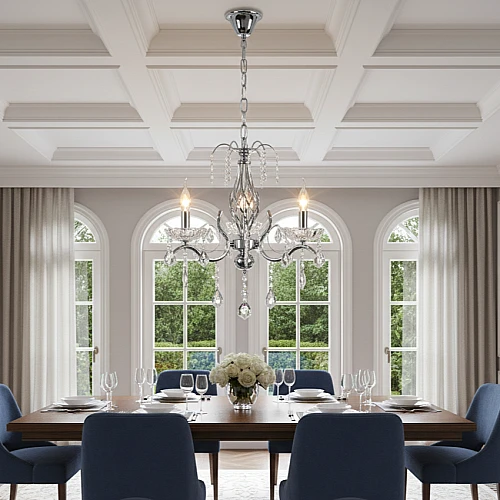 نجف مودرن شمعدان فضي مع شفاف E14*3