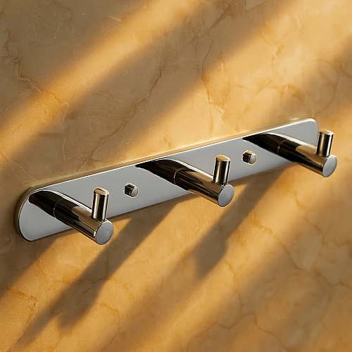 علاقة ملابس حائط دائري ثلاثي فضي