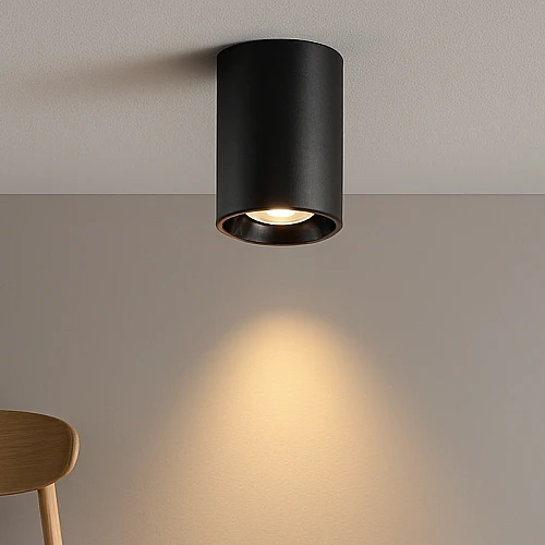 جرم لطش سلندر مانع للتوهج مفرد اسطواني اسود لمبة قاعدة GU10