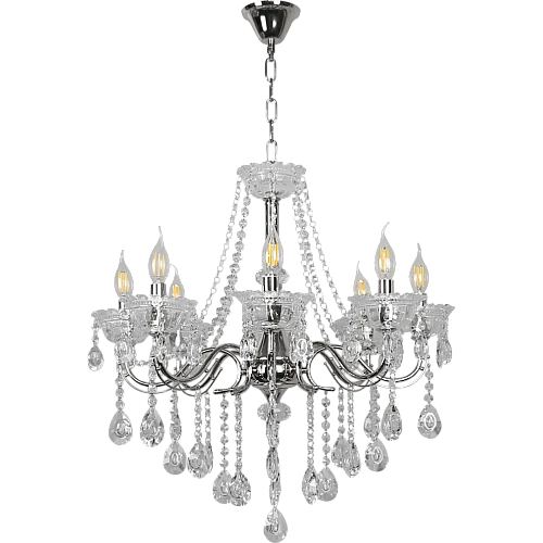 نجف مودرن شمعدان فضي مع شفاف E14*8