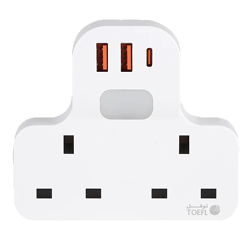 قسام توفل جداري أبيض بمنافذ USB و Type-C موديل TF1024