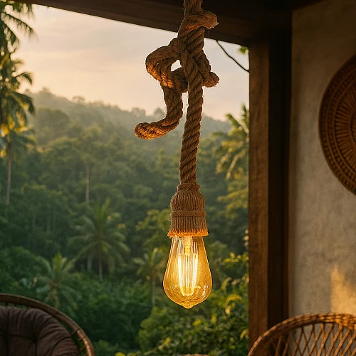 علاقي مفرد حبال بوهيمي الخيار الامثل لإنارة المطابخ والكافيهات حبال قوية وإنارة فاخرة طول 1 متر E27