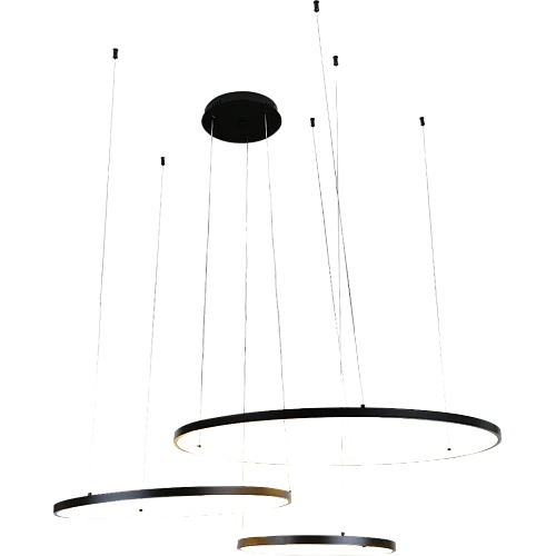 نجف مودرن 3حلقات اسود لون الانارة اصفر 75 واط ثلاثي