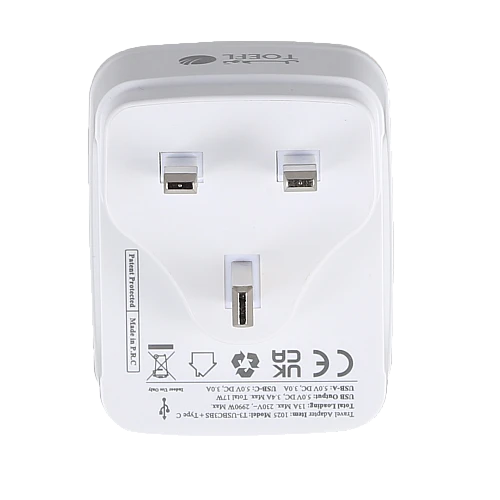 صورة توصيلة قابس جداري توفل ذكي أبيض بـ 4 منافذ USB و Type-C