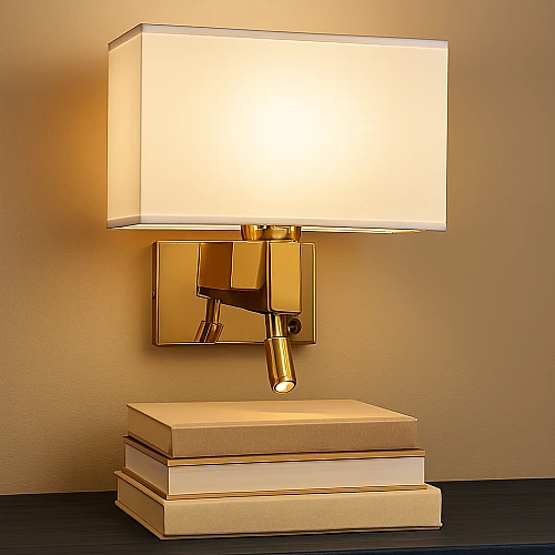 إضاءة أبليك حائط مودرن ذهبي لون الانارة اصفر مع قاعدة لمبات تركيب E14*1