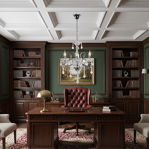 نجف مودرن شمعدان فضي مع شفاف E14*3