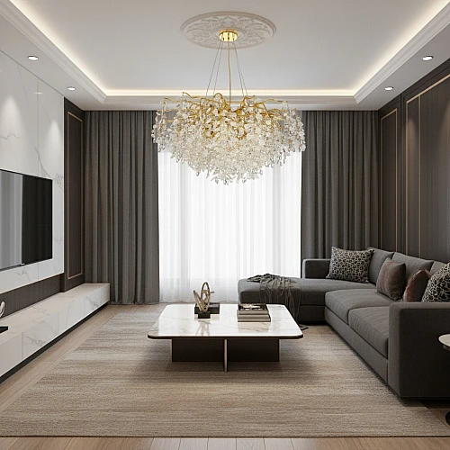 نجف قروش مودرن ذهبي + شفاف E14*15 مقاس 1000 ملم