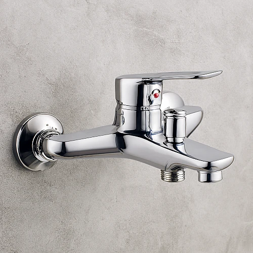 خلاط دش زنك مع سماعة مستطيل طقم كروم