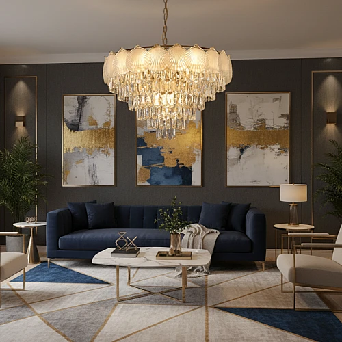 نجف مودرن ذهبي E14 قطر 750 ملم