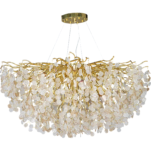 نجف مودرن ذهبي مع عسلي مع شفاف E14*15 لمبة مقاس 100 سم