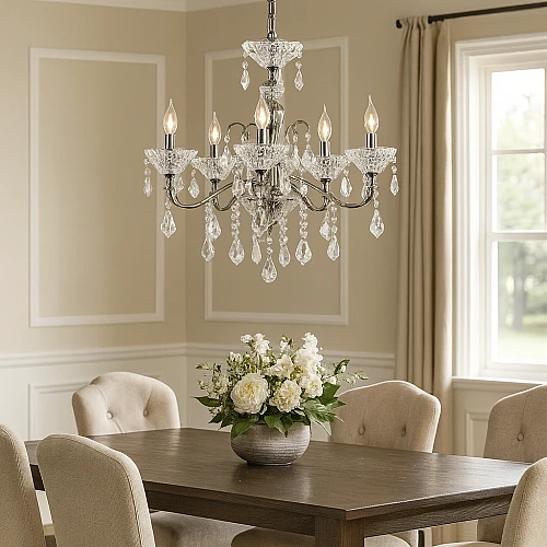 نجف مودرن شمعدان فضي مع شفاف E14*5