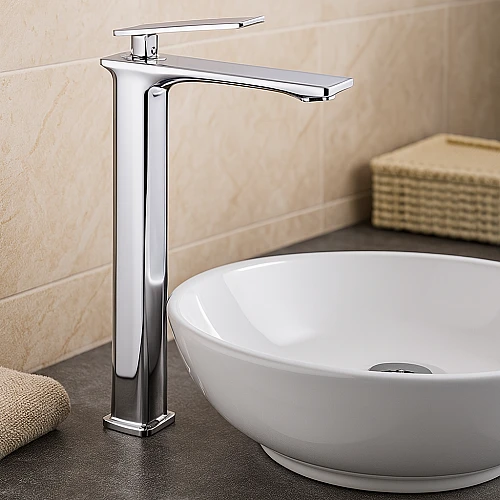 خلاط مغسلة طويل كروم مع ليات