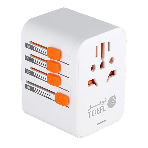 قسام محول سفر عالمي 100 واط دولي مع 5 منافذ شحن USB (3 USB C) منفذ عالمي للولايات المتحدة الى اوروبا والمملكة المتحدة واستراليا وايرلندا (النوع C/G/A/I)