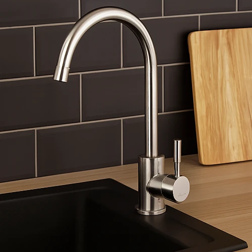 خلاط مجلى مائل ستانلس ستيل كروم مع ليات