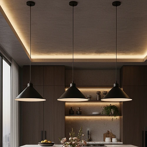 ثريات معلقة حديثة من الحديد الزهري بقاعدة لمبة E27 لغرفة الطعام والبار والمطبخ والرواق اسود + ابيض