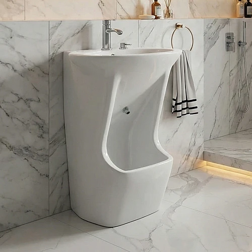 مغسلة وضوء مع خلاط ابيض (تُضاف رسوم الأوزان الثقيلة)