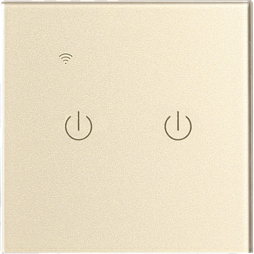 مفتاح الذكي ثنائي غطاء ذهبي تحكم عن بعد Wifi سهل الاستخدام يعمل باللمس تحكم بالجوال متوافق مع اليكسا وجوجل هوم توفل