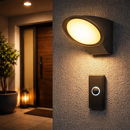 كشاف بوابة اسود لون الانارة اصفر 18 واط