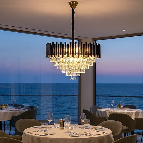 نجف مودرن غطاء اسود مع ذهبي E14*9L مقاس 60 سم