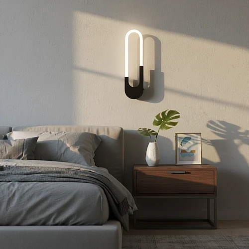 إضاءة ابليك حائط مودرن اسود لون الانارة اصفر واط 7 مقاس 400 ملم