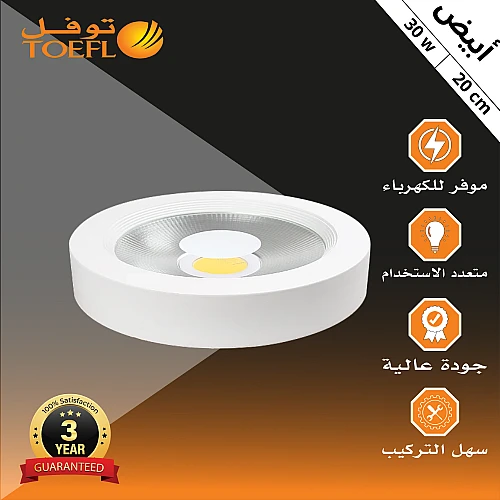 كشاف لطش COB لون الانارة ابيض 20 سم 30 واط توفل