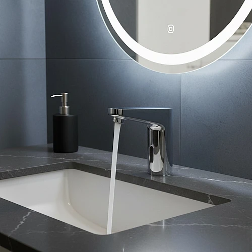 خلاط مغسلة ذكي نحاس يعمل بالحساس سنسنر بالطارية كروم