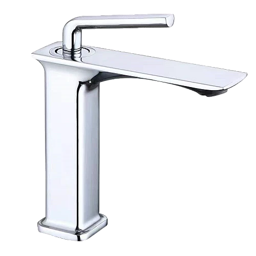 خلاط مغسلة قصير مربع راس مدور كروم مع ليات