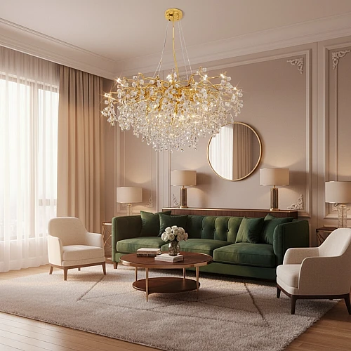 نجف قروش مودرن ذهبي + شفاف E14*15 مقاس 1000 ملم