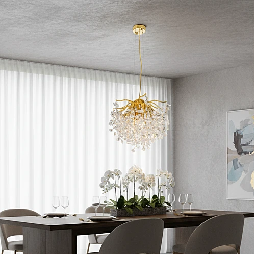 نجف قروش مودرن ذهبي + شفاف E14*6 مقاس 450 ملم