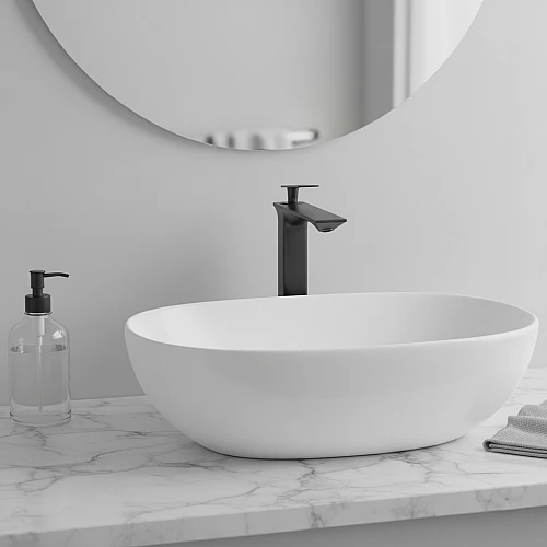 خلاط مغسلة طويل اسود مع ليات