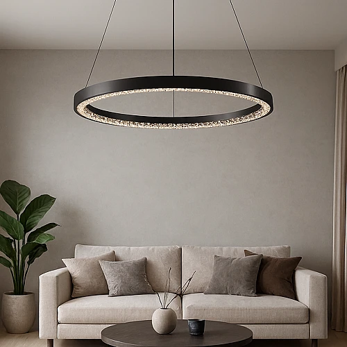 نجف مودرن اسود لون الانارة 3 اضاءات 42 واط مقاس 50 سم