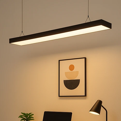 كشاف بنل مكتبي معلق أو لطش غطاء اسود لون الانارة شمسي كريمي 60 واط طول 120 سم