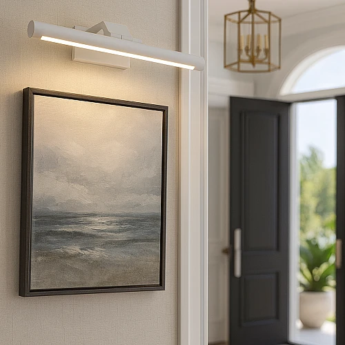 ابليك جداري مودرن يعمل بالبطارية – غطاء أبيض – 3 ألوان إنارة – واط 5 – مقاس 600 ملم – إنارة فنية للمدخل واللوحات