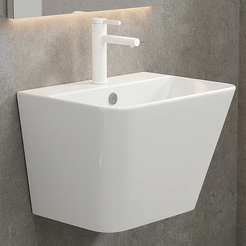 مغسلة تعليق مربع ابيض (تُضاف رسوم الأوزان الثقيلة)