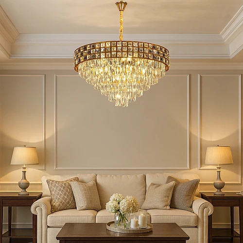 نجف مودرن ذهبي E14*15 مقاس 800 ملم