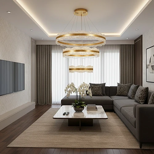 نجف مودرن ذهبي لون الانارة 3 اضاءات 250 واط