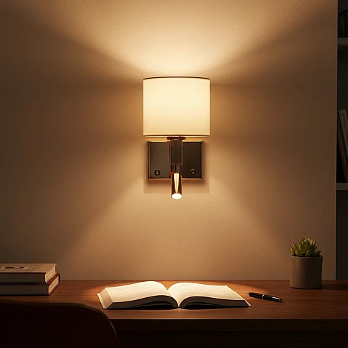 إضاءة أبليك حائط مودرن ذهبي لون الانارة اصفر مع قاعدة لمبات تركيب E14*1