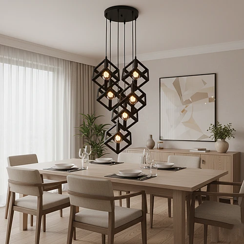 علاقي مودرن اسود E27 سداسي