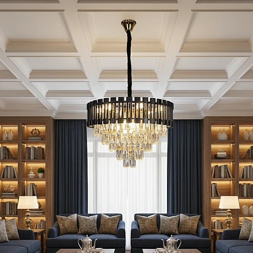 نجف مودرن غطاء اسود مع ذهبي E14*9L مقاس 60 سم