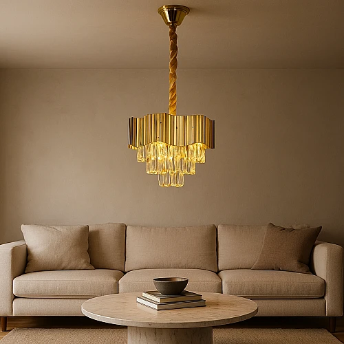 نجف مودرن ذهبي E14*5L قطر 400 ملم