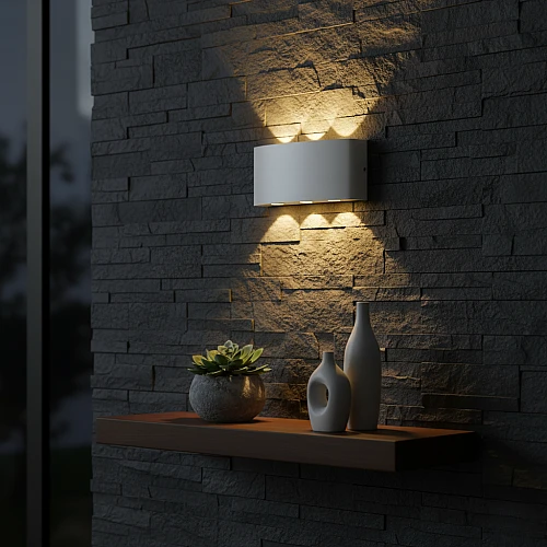  صورة منتج كشاف بوابة خارجي مودرن | إضاءة جدارية خارجية 6W | لون أصفر دافئ مناسب للأسوار موديل 9458/6*1W/WH+WW