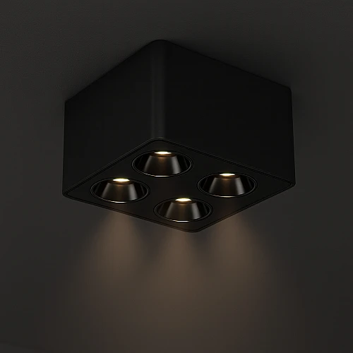 جرم لطش سلندر مانع للتوهج رباعي مربع اسود GU10