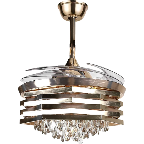 نجف مروحة ذهبي لون الانارة 3 اضاءات 75 واط مقاس 500 ملم