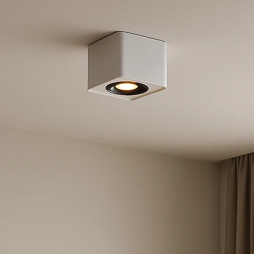 جرم لطش سلندر مانع للتوهج مفرد مربع ابيض مع اسود GU10